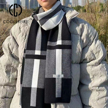 Зимен мъжки шал Затоплящ шал Ежедневна модна марка Дизайнерски плетена кърпа Пачуърк Вълнен кашмирен шал Шал Wrap AC2228