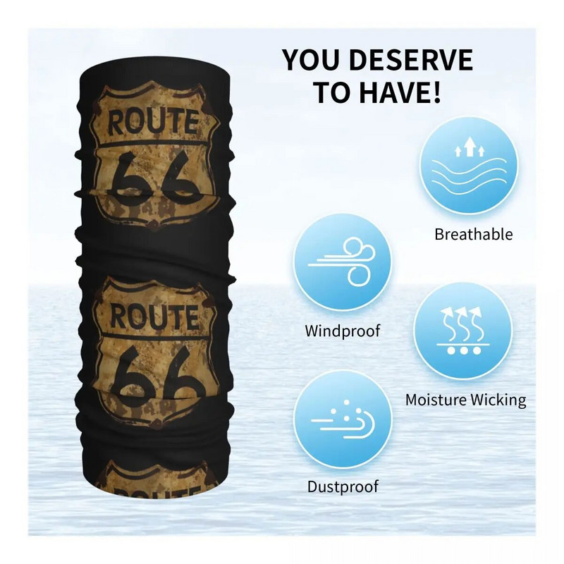 Route 66 USA Bandana Neck Cover Printed California Sign Mask Šalle Daudzfunkcionāla sejas maska Skriešana Vīriešiem Sievietēm Pieaugušajiem Mazgājams