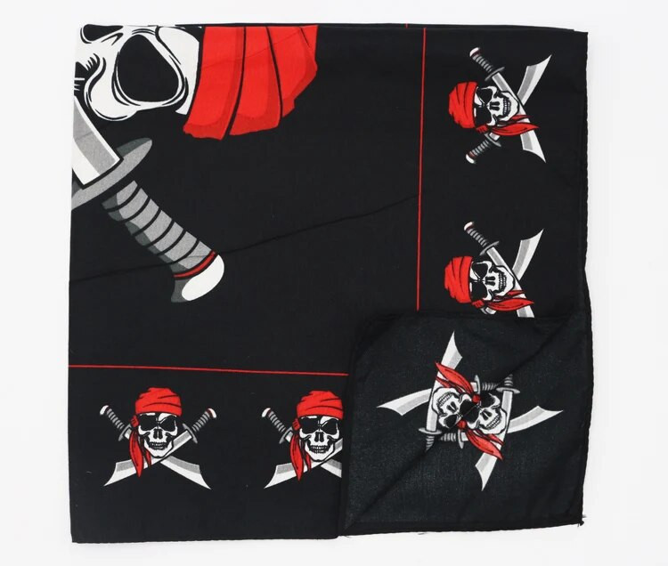 Poliestera pirātu galvaskausa lapas, regeja bandanas vīriešiem hiphopa galvassega galvas lakats sievietēm kakla lakats galvassega kabatlakats