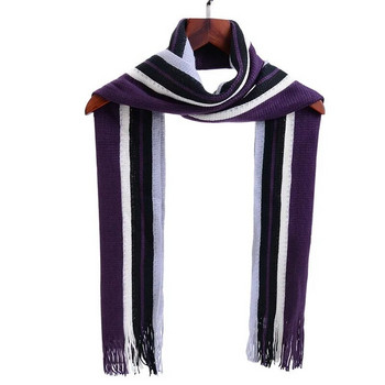 Класически външни шалове Зимен шал за мъже Кашмирен мек плетен шал на райета По-топъл мъжки шал с дълъг пискюл