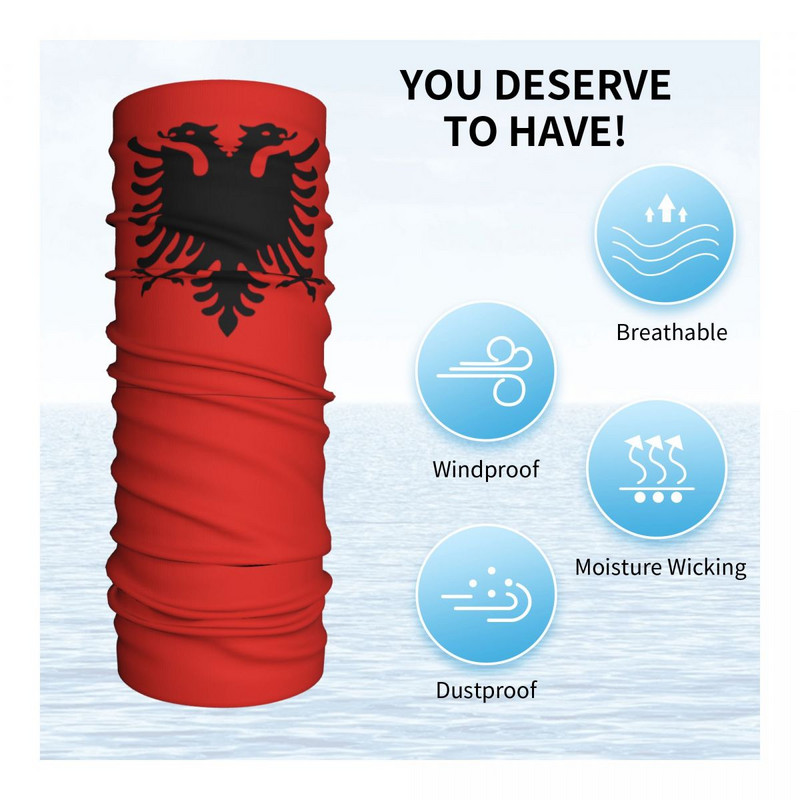 Albānijas karogs Bandana kakla getras apdrukāta maska šalle silta sejas maska āram Sprots unisex pieaugušajiem ziema