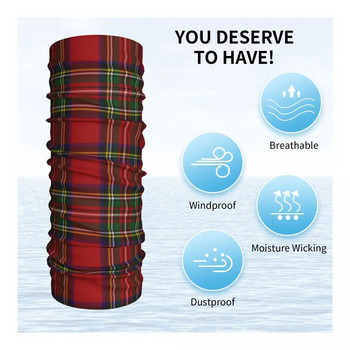 Шотландски ивици шарка бандана калъфка за врата Шал за лице с щампи Многофункционална балаклава за риболов Унисекс за възрастни Може да се пере