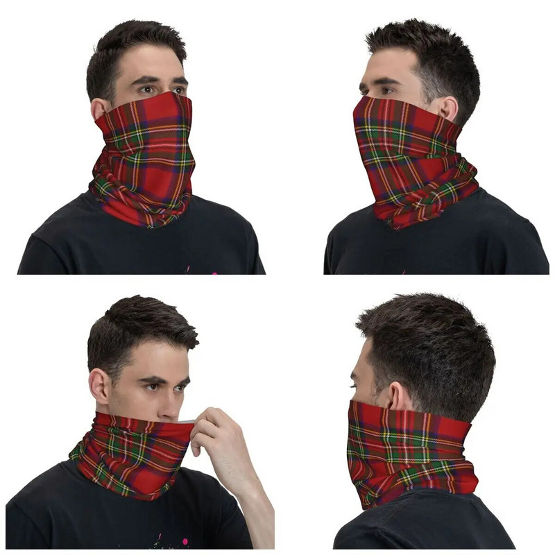 Scottish Stripes Pattern Bandana Neck Cover Printed Sejas Šalle Daudzfunkcionāls Balaclava Fishing Unisex Pieaugušo Mazgājams