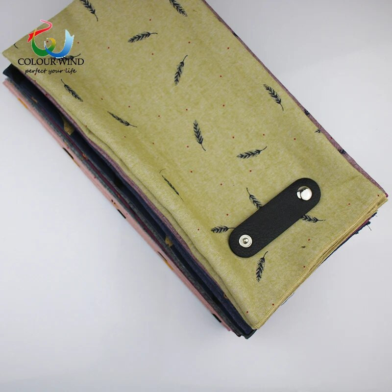 Īsta mīksta kokvilnas sieviešu šalle 60*60cm putnu lapas, apdrukātas ar pogu Šalle vīriešu kakla apģērbs Cravat uzvalks kvadrātveida šalles dāvana