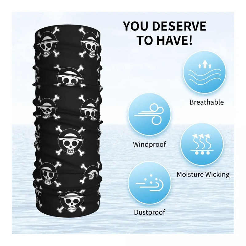 Japānas anime viengabala bandāna kakla getras ar apdrukātu galvaskausu balaklavas ietīšanas šalle Daudzfunkcionāls riteņbraukšana pārgājienā unisex pieaugušajiem mazgājams