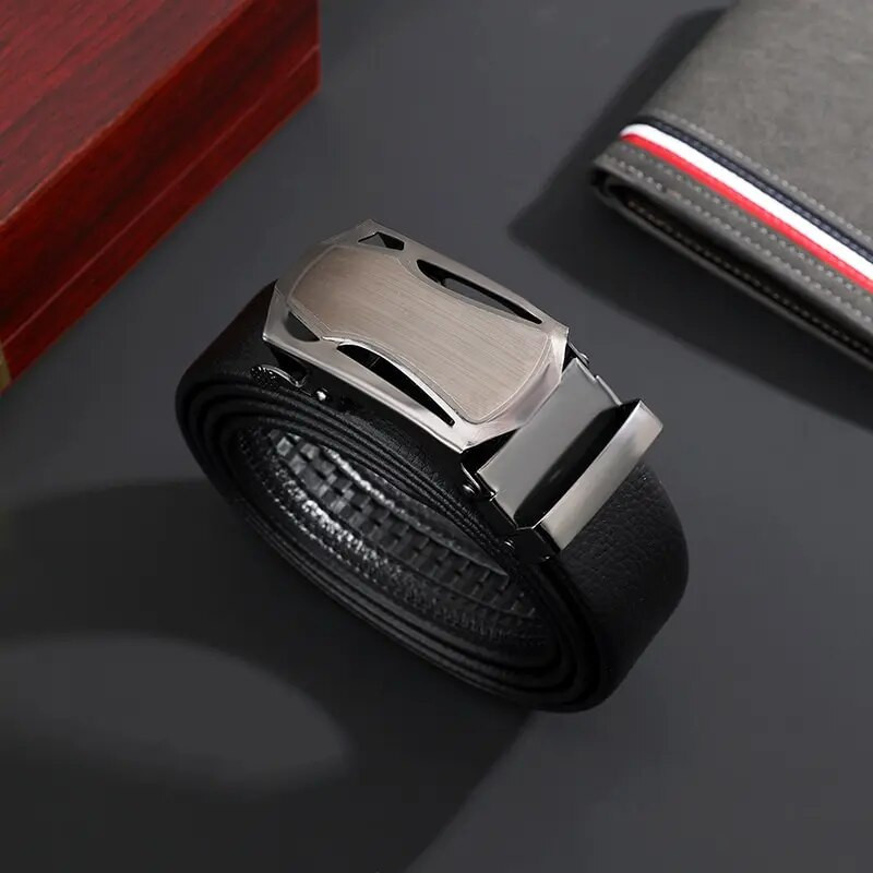 1db üzleti öv Sportautó stílusú kiváló minőségű műbőr licsi mintás nadrág övvel