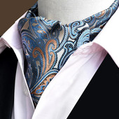 Vīriešu vintage Paisley ziedu, formāla Cravat Ascot Tie Scrunch Britu stila džentlmeņu poliestera zīda kaklasaite kāzu ballīte