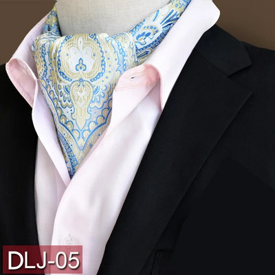 Vīriešu vintage Paisley ziedu, formāla Cravat Ascot Tie Scrunch Britu stila džentlmeņu poliestera zīda kaklasaite kāzu ballīte