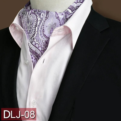 Vīriešu vintage Paisley ziedu, formāla Cravat Ascot Tie Scrunch Britu stila džentlmeņu poliestera zīda kaklasaite kāzu ballīte