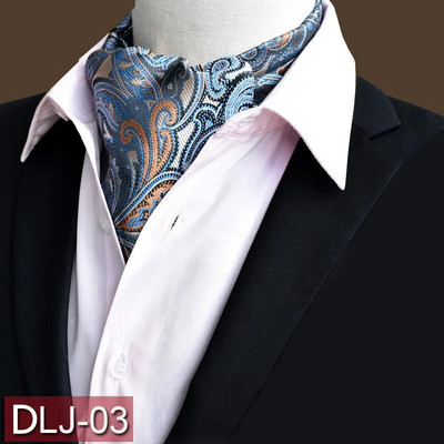 Vīriešu vintage Paisley ziedu, formāla Cravat Ascot Tie Scrunch Britu stila džentlmeņu poliestera zīda kaklasaite kāzu ballīte