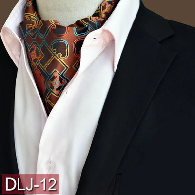 Vīriešu vintage Paisley ziedu, formāla Cravat Ascot Tie Scrunch Britu stila džentlmeņu poliestera zīda kaklasaite kāzu ballīte