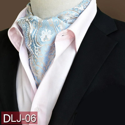 Vīriešu vintage Paisley ziedu, formāla Cravat Ascot Tie Scrunch Britu stila džentlmeņu poliestera zīda kaklasaite kāzu ballīte