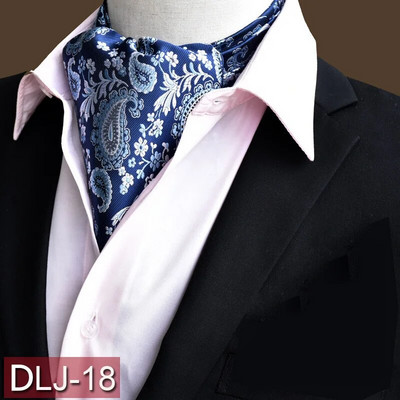Vīriešu vintage Paisley ziedu, formāla Cravat Ascot Tie Scrunch Britu stila džentlmeņu poliestera zīda kaklasaite kāzu ballīte