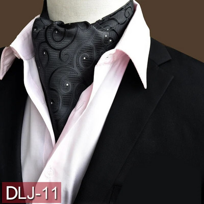 Vīriešu vintage Paisley ziedu, formāla Cravat Ascot Tie Scrunch Britu stila džentlmeņu poliestera zīda kaklasaite kāzu ballīte