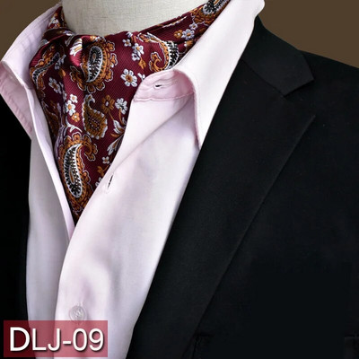 Vīriešu vintage Paisley ziedu, formāla Cravat Ascot Tie Scrunch Britu stila džentlmeņu poliestera zīda kaklasaite kāzu ballīte