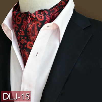 Vīriešu vintage Paisley ziedu, formāla Cravat Ascot Tie Scrunch Britu stila džentlmeņu poliestera zīda kaklasaite kāzu ballīte