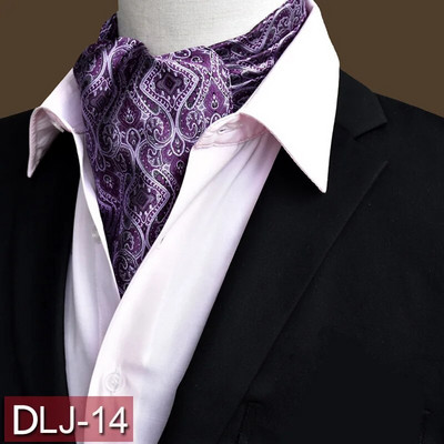 Vīriešu vintage Paisley ziedu, formāla Cravat Ascot Tie Scrunch Britu stila džentlmeņu poliestera zīda kaklasaite kāzu ballīte