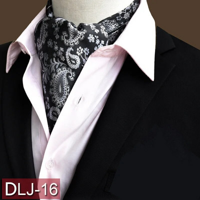 Vīriešu vintage Paisley ziedu, formāla Cravat Ascot Tie Scrunch Britu stila džentlmeņu poliestera zīda kaklasaite kāzu ballīte