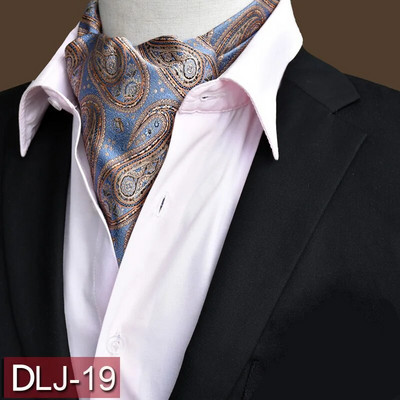 Vīriešu vintage Paisley ziedu, formāla Cravat Ascot Tie Scrunch Britu stila džentlmeņu poliestera zīda kaklasaite kāzu ballīte