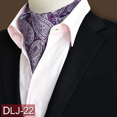 Vīriešu vintage Paisley ziedu, formāla Cravat Ascot Tie Scrunch Britu stila džentlmeņu poliestera zīda kaklasaite kāzu ballīte