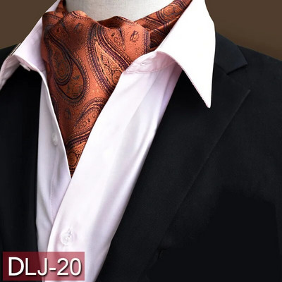 Vīriešu vintage Paisley ziedu, formāla Cravat Ascot Tie Scrunch Britu stila džentlmeņu poliestera zīda kaklasaite kāzu ballīte