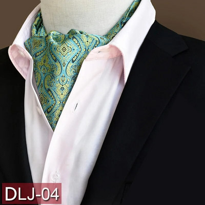 Vīriešu vintage Paisley ziedu, formāla Cravat Ascot Tie Scrunch Britu stila džentlmeņu poliestera zīda kaklasaite kāzu ballīte