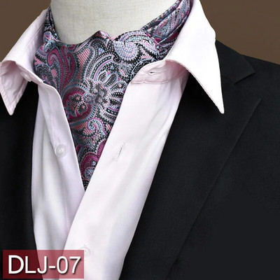 Vīriešu vintage Paisley ziedu, formāla Cravat Ascot Tie Scrunch Britu stila džentlmeņu poliestera zīda kaklasaite kāzu ballīte