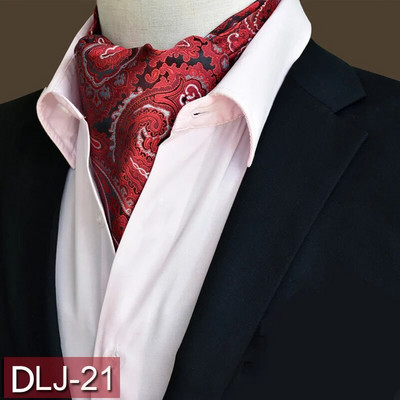 Vīriešu vintage Paisley ziedu, formāla Cravat Ascot Tie Scrunch Britu stila džentlmeņu poliestera zīda kaklasaite kāzu ballīte