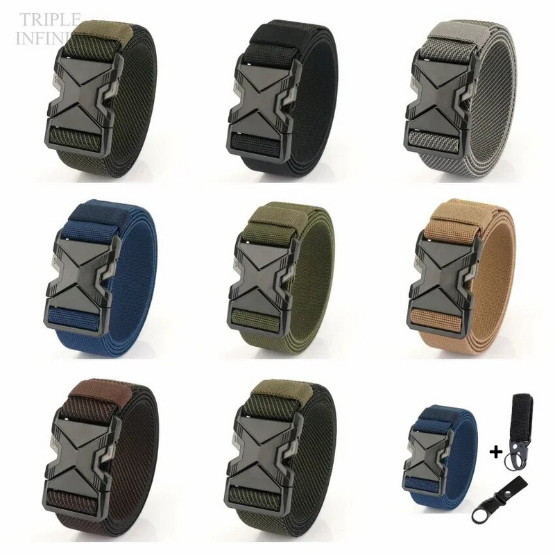Uus kiirkinnitusega metallist ühendatav pandlaga taktikaline vöö hingav elastne sõjaväerihm meestele stretšpüksid vöörihm jaht