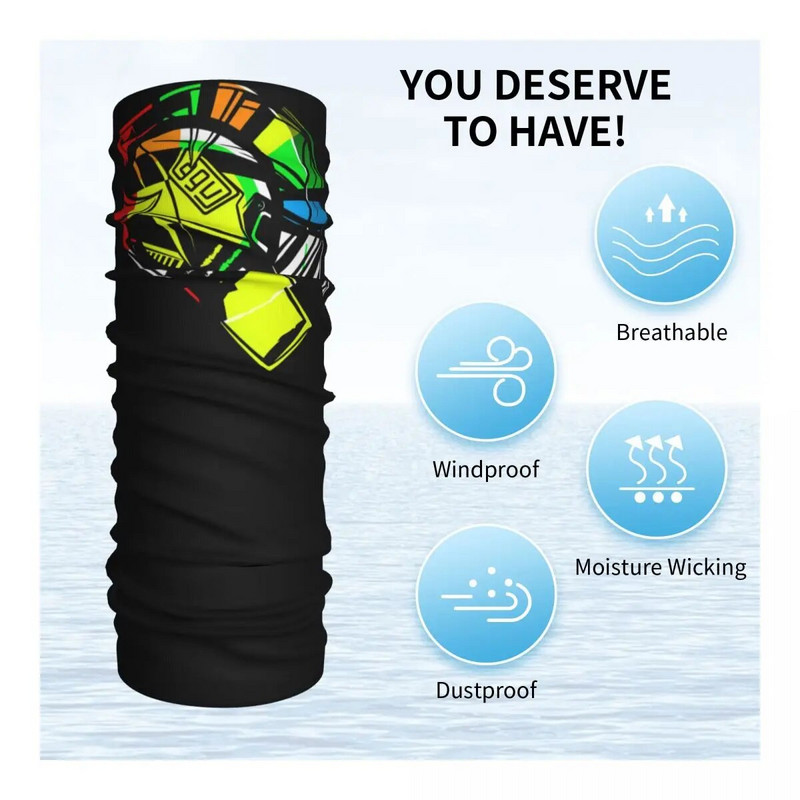 Rossi F1 Motorcycle Race Bandana Κάλυμμα λαιμού Εμπορευματική μάσκα Κασκόλ Πολυλειτουργική μάσκα προσώπου για άνδρες Γυναίκες Ενήλικες που πλένονται