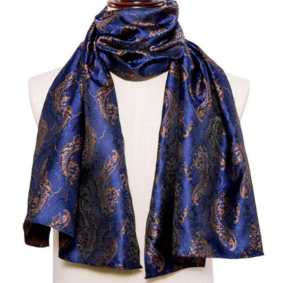 Нов моден мъжки шал Синьо злато Жакард Пейсли 100% копринен шал Есен Зима Ежедневен бизнес костюм Риза Шал Шал Barry.Wang
