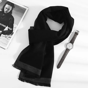 2022 моден кашмирен шал в цвят Soild Зимен удебелен топъл шал от пашмина Мъжки черен сив ежедневен пискюл Foulard Bufanda заглушител