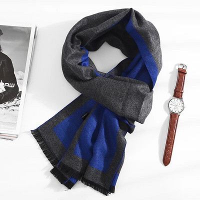 2022 моден кашмирен шал в цвят Soild Зимен удебелен топъл шал от пашмина Мъжки черен сив ежедневен пискюл Foulard Bufanda заглушител