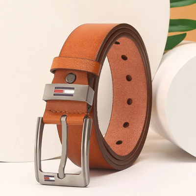 Cureaua bărbătească de modă coreeană de modă curea din piele artificială, curea tânără cu cataramă, designer de lux Black Brown lanț bărbați