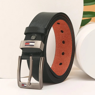 Cureaua bărbătească de modă coreeană de modă curea din piele artificială, curea tânără cu cataramă, designer de lux Black Brown lanț bărbați