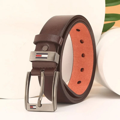 Cureaua bărbătească de modă coreeană de modă curea din piele artificială, curea tânără cu cataramă, designer de lux Black Brown lanț bărbați