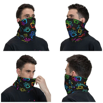 Bright Paws Bandana Neck Cover Printed Colorful Magic Scarf Топла маска за лице Туризъм за мъже, жени, възрастни, ветроустойчив