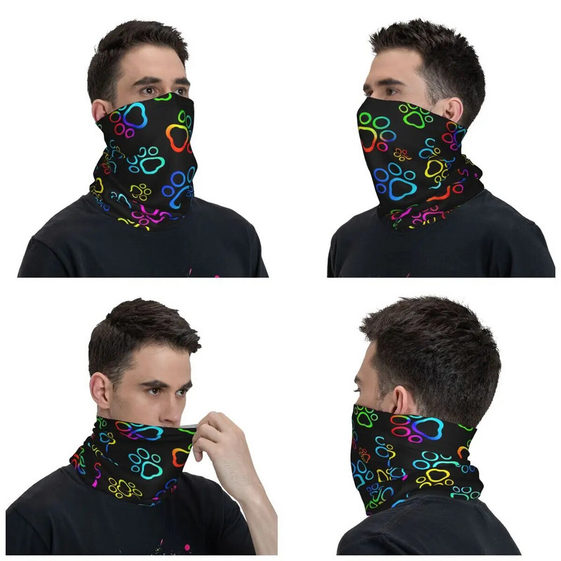 Bright Paws Bandana Neck Cover Printed Krāsains Burvju Šalle Silta Sejas Maska Pārgājieni Vīriešiem Sievietēm Pieaugušajiem Vēja necaurlaidīgs