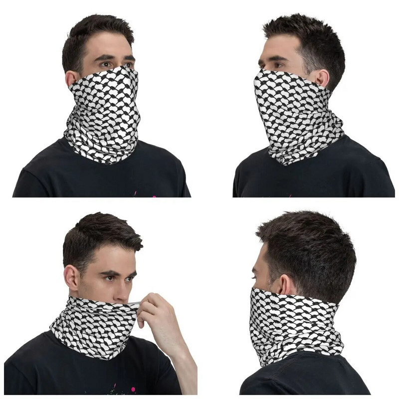 Must valge Keffiyeh Bandana Kaelusega kedraprint Shemagh Balaclavas Näosall Peakate ratsutamine Unisex täiskasvanutele hingav