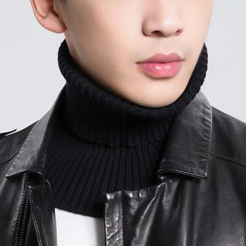 Мъжки зимен оребрен плетен шал с фалшива яка Велосипеден предпазител за врата Еластичен ръкав за врата Фалшива яка Ветроустойчив ръкав за врата