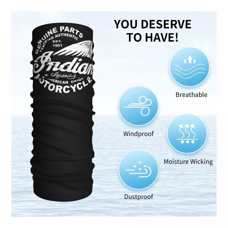 Μοτοσικλέτες Retro Indians Magic Scarf Merch Neck Gaiter Indian Motorbike Bandana Πολυλειτουργική μάσκα προσώπου ποδηλασίας