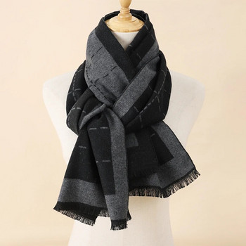 2023 Модни 180*30 см шалове мъжки есен зима дебел топъл полиестер бизнес дълги опаковки момче класически шал