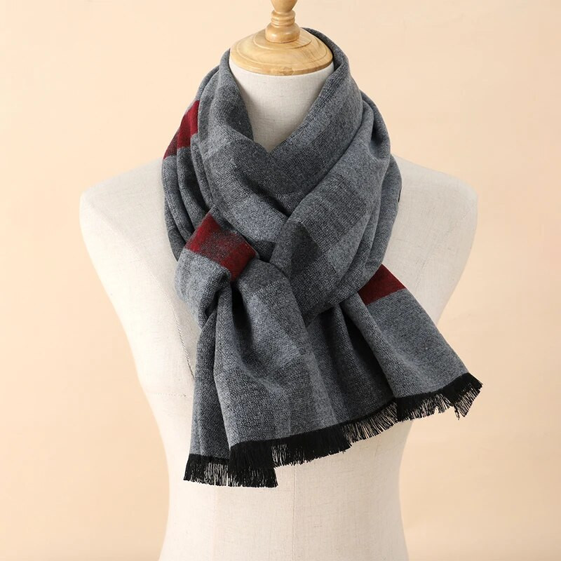 2023 Μόδα 180*30 εκ. Κασκόλ Αντρικό Φθινοπωρινό Χειμώνας Χοντρό ζεστό πολυεστέρα επαγγελματικό μακρυά περιτυλίγματα για αγόρι κλασικό σάλι