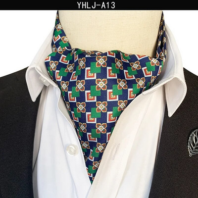 VEEKTIE Brand Old Fashion Ascot Cravată pentru bărbați Formal Business Esarfă de mătase Paisley Floral Verde Jacquard Multicolor Moale Batic de gât