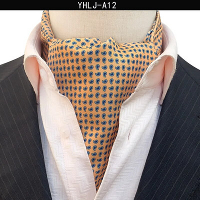 VEEKTIE Brand Old Fashion Ascot Cravată pentru bărbați Formal Business Esarfă de mătase Paisley Floral Verde Jacquard Multicolor Moale Batic de gât