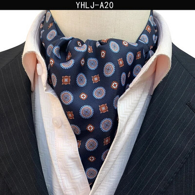 VEEKTIE Brand Old Fashion Ascot Cravată pentru bărbați Formal Business Esarfă de mătase Paisley Floral Verde Jacquard Multicolor Moale Batic de gât