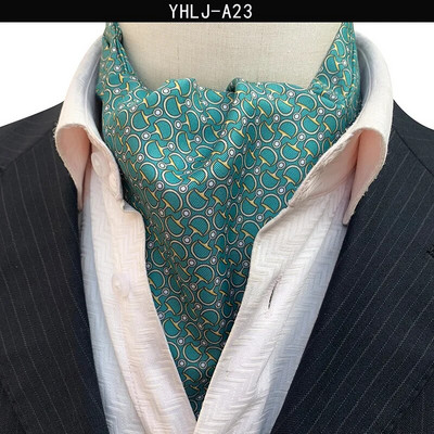 VEEKTIE Brand Old Fashion Ascot Cravată pentru bărbați Formal Business Esarfă de mătase Paisley Floral Verde Jacquard Multicolor Moale Batic de gât