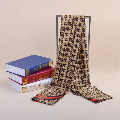 Augstas kvalitātes biznesa zīda šalle Vīriešu luksusa zīmolu dizaineru šalles ādai draudzīgi ziemas siltie šalles bišu apdrukas apvalks Bufanda