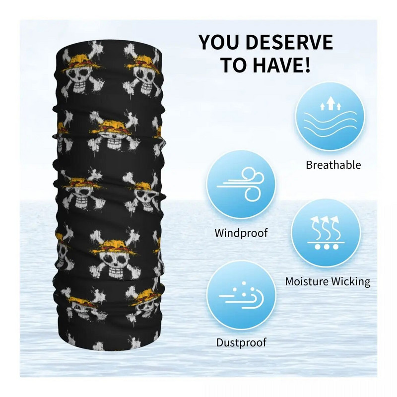 Κάλυμμα για λαιμό μπαντάνα κρανίου One Piece Εκτυπωμένο ιαπωνικό Anime Balaclavas Wrap Κασκόλ Ζεστό ποδήλατο ιππασία Unisex για ενήλικες Χειμώνας