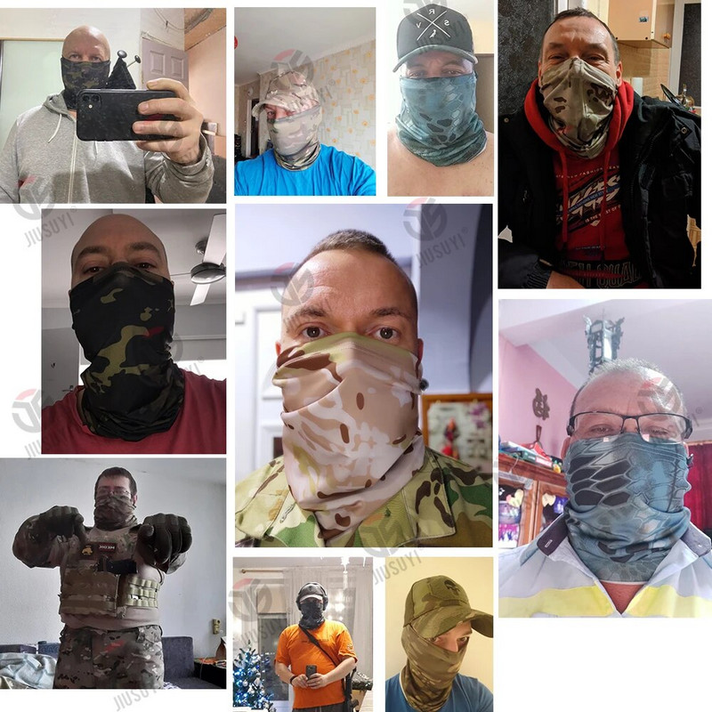 Maģiska galvas saite Multicam maskēšanās taktiskā kakla sildītāja caurule sejas pārsegs bandana galva militārā velošalle aproce pirātu lupata
